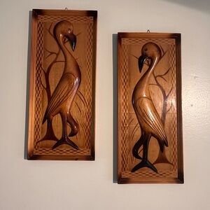 Mid Century Modern Hand Carved Wood Bird Wall Hangings Decor aprx
2ftX1ft